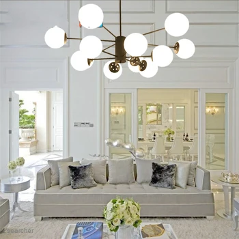 

JAXLONG Nordic Modern LED Chandelier Living Room Bedroom Lamp Lustres Cristal Indoor Home Lights Glass Wrought Iron Study Dining