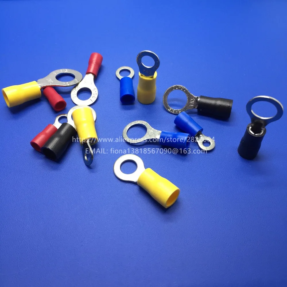 Uxcell RV1.25-6 Insulated Electrical Crimp Terminal, Ring Spade Wire