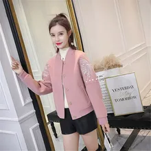 Женские куртки, новинка, Осень-зима, вышивка бисером, короткая куртка, женская черная, большие размеры, пальто, модная женская верхняя одежда NO543