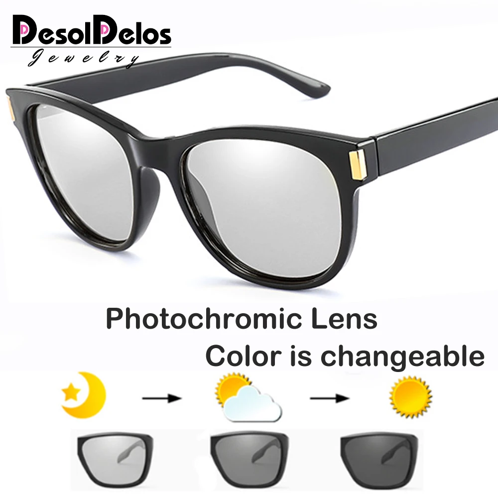 style05 bright black HD поляризованный фотохромный Солнцезащитные очки женские фирменные очки для вождения очки мужские Clacssic UV400 Gafas De Sol Hombre D074 - Цвет линз: style05 bright black