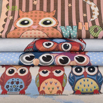 

Chainho,Blue Owl Series,Yarn Dyed Polyester Cotton Patchwork Cloth,Jacquard Fabric For DIY Sewing Cushion,Curtain,Bags Material