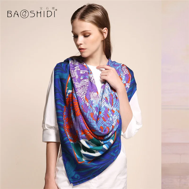 [BAOSHIDI] шерсть зимний шарф, роскошные брендовые шарфы модные, элегантные женские шарфы, бесконечная квадратная шаль, теплый хиджаб