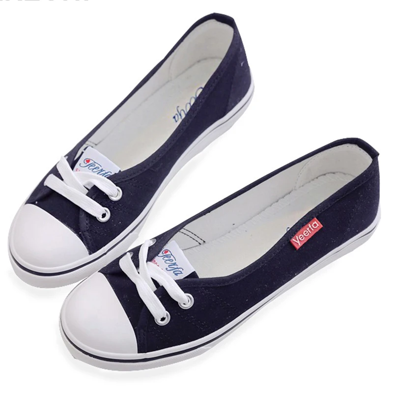 pink navy Marée Causal Lumière white Printemps Dames Pied De sky green gray Pédale Chaussures Black Étudiants Plat Slip Toile Blue Femmes Coréenne Appartements Blue on Mocassins 4UZzwnS