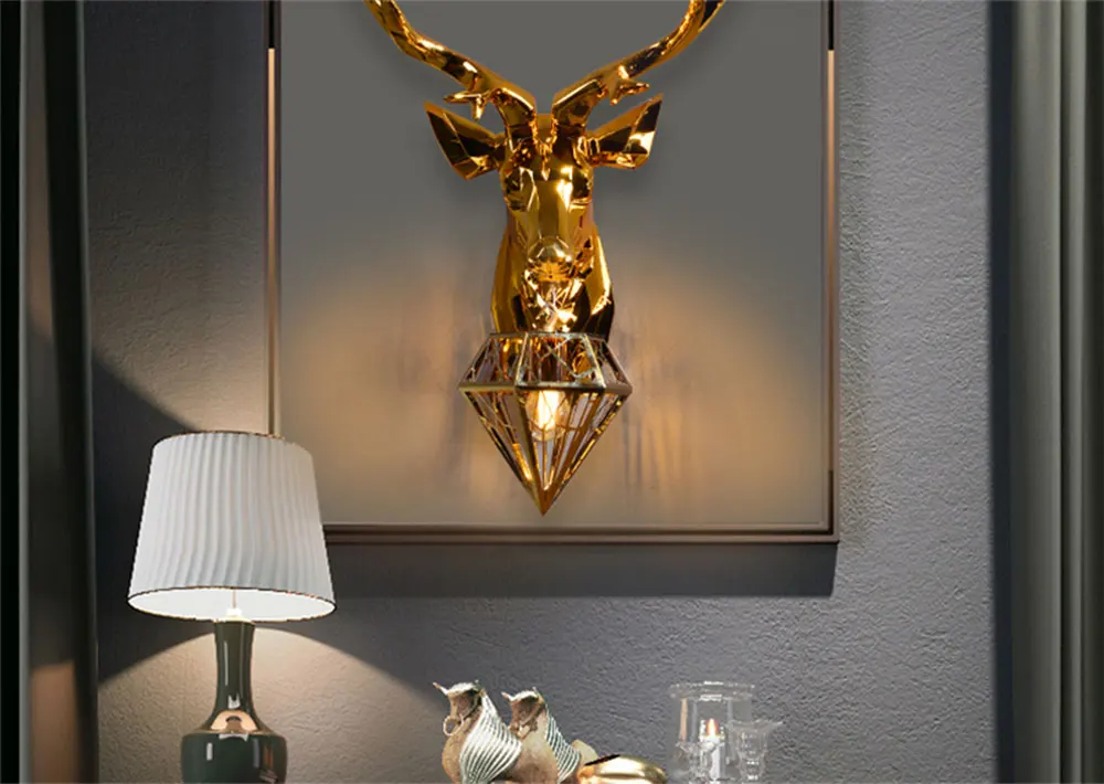 Настенный светильник в скандинавском стиле с рогами, креативные настенные светильники, лампа с оленем для спальни, настенные светильники для кухни, домашний декор, Soconces