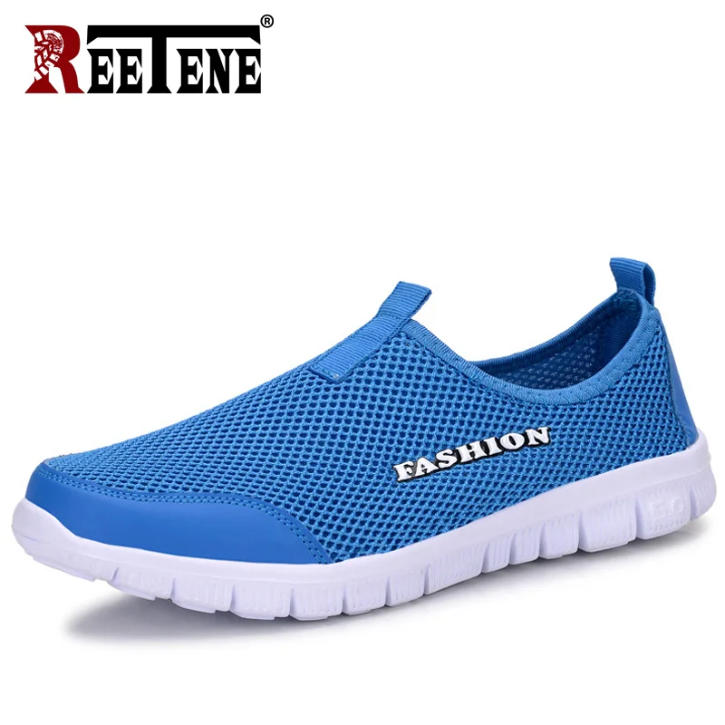  Кроссовки REETENE мужские без шнуровки, дышащие сетчатые, повседневная обувь для тренировок, лоферы для воды, лето 2019 