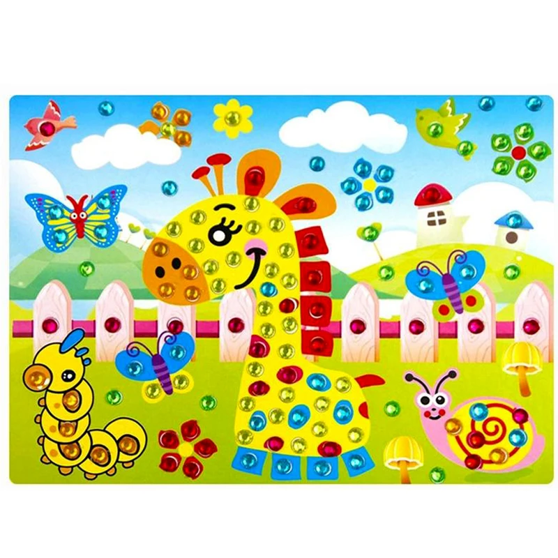 2Pcs Lot DIY Crystal Diamond Stickers Paste Painting Puzzle Toy Kids Handmade Handcraft Animal Plant Pattern