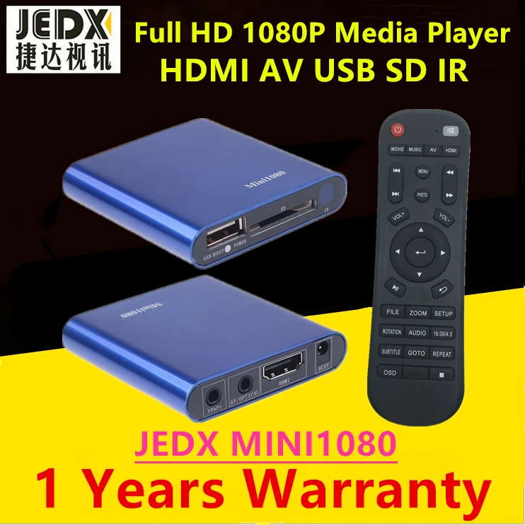 JEDX 1080P Mini font b Portable b font Full HD Media Player with AV HDMI USB