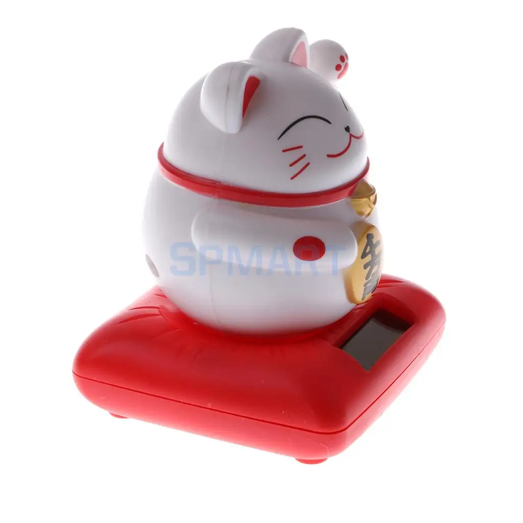 Kids Solar Powered Waving Hands Fortune Cat Kitten Animal Swinging Toy Car Home Ornament Decor Kids Xmas Gifts Gag Prank Toys #B