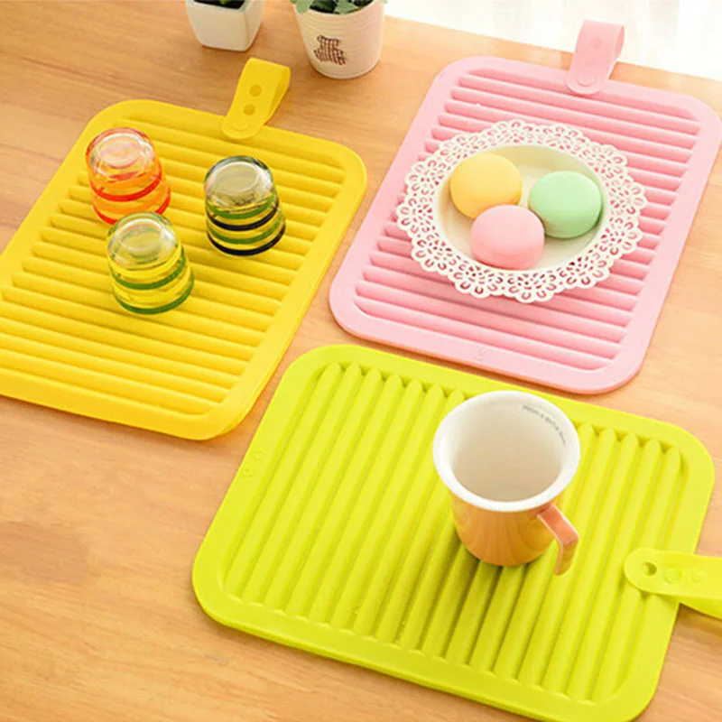 Silicone Non-slip Insulation Pad Tablemat Coasters Dishes Bowl Drain Mat Rack Holder Placemat Can Opener Kitchen Tray     (6)