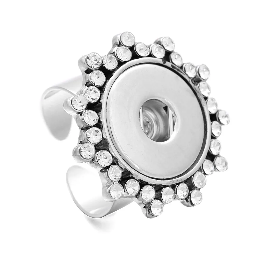 Buy New Snap Jewelry Silver Vintage Rings Crystal Snap