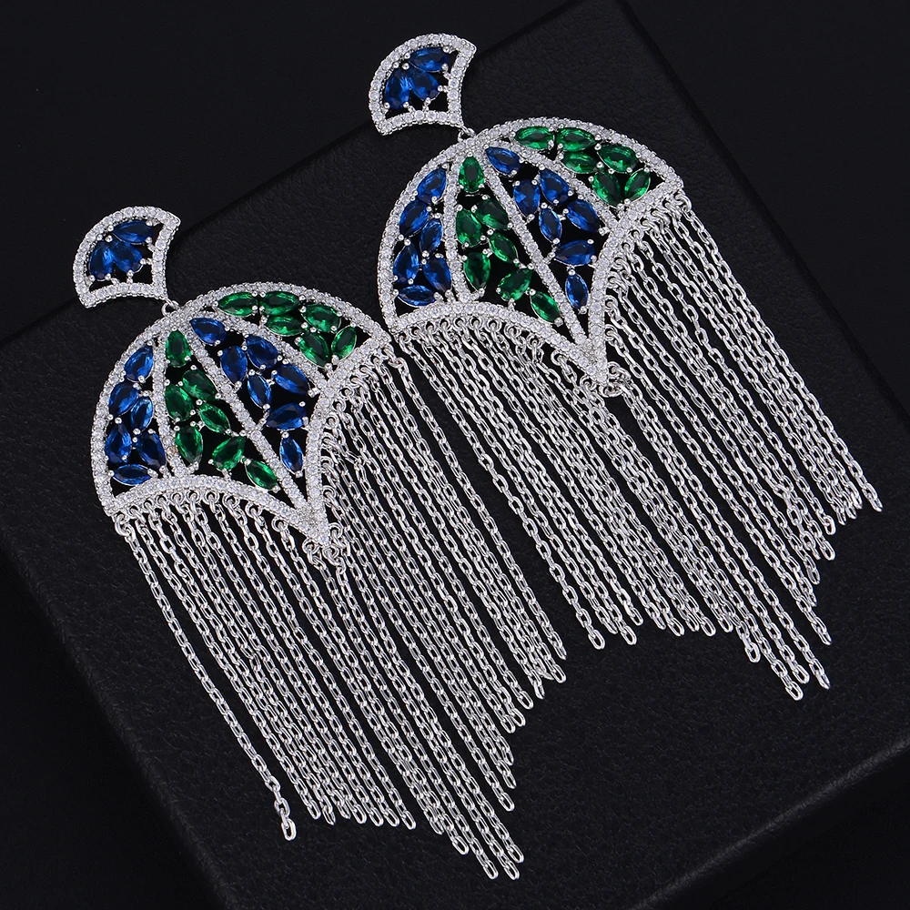 

missvikki New Fashion Chains Pendant Earrings For Women Charm Crystal Earrings Brincos Wedding Earring Jewelry Elegant Gift