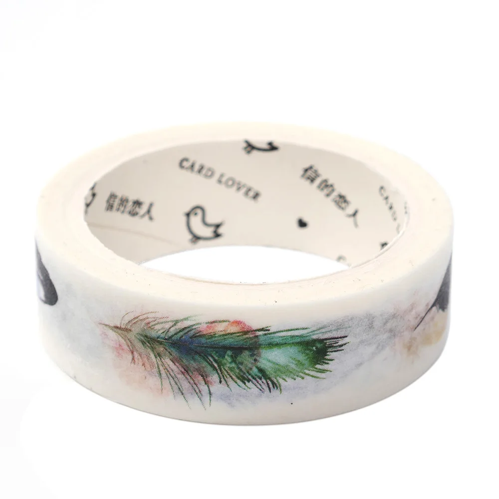

15mm*7m Beautiful Bird Feather Patterns Washi Tape Scrapbooking Masking Sticker Home Decoration Stationery