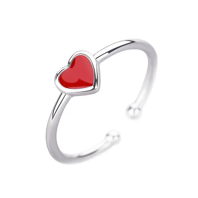 INZATT Настоящее 925 пробы Серебряное эмалированное кольцо с сердцем красного цвета для модных женщин милые ювелирные изделия аксессуары подарок