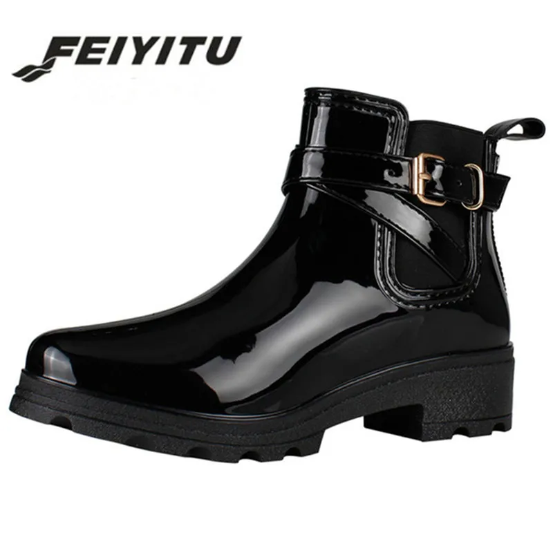 

feiyitu Rubber Boots Women Rain Shoes Fashion Ladies Walking Waterproof Ankle Boots for Women Autumn Winter Martin Rainboots