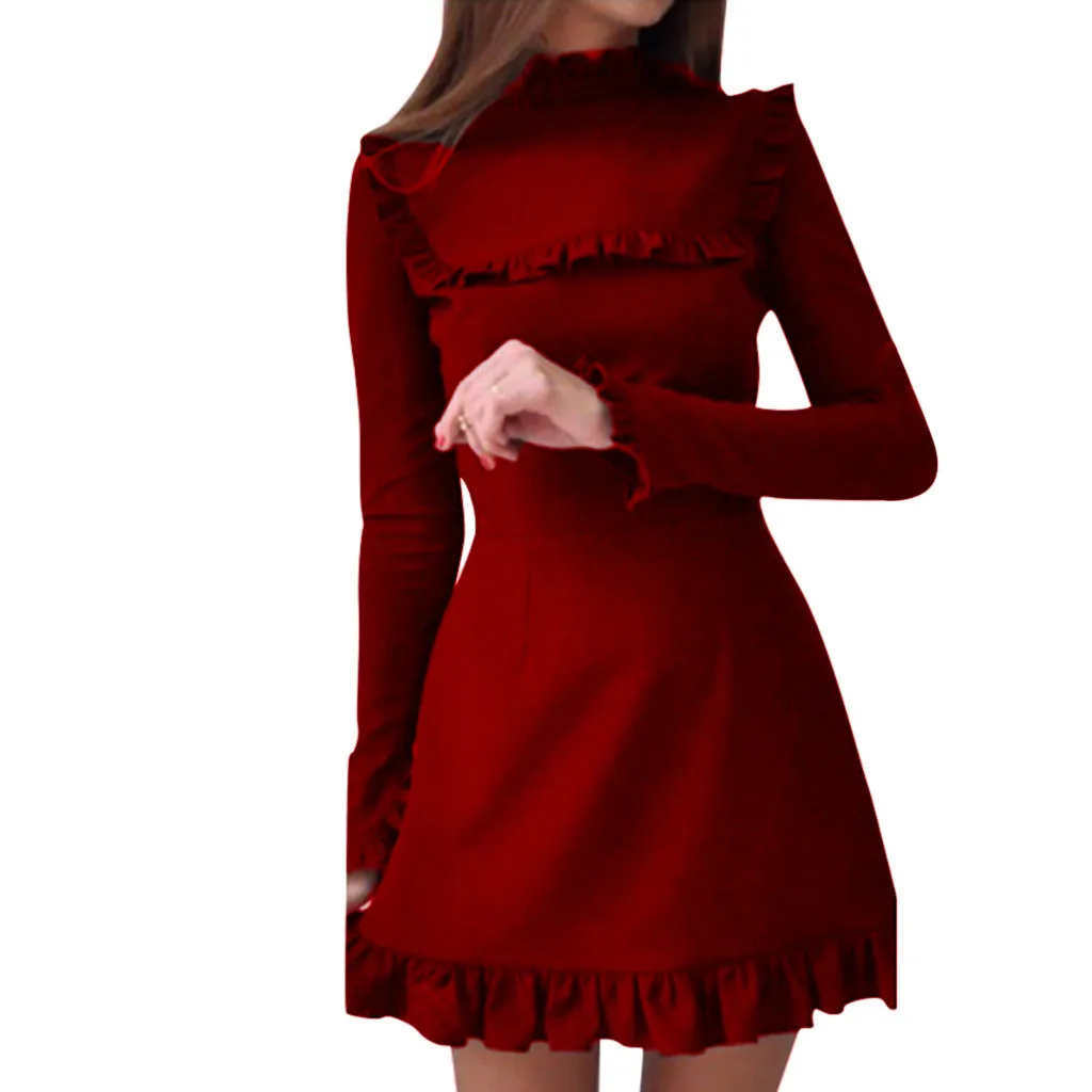 Buy Winter Party Dress Women Clothes 2019 Elegant Ruffles Long Sleeve Mini