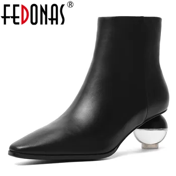 

FEDONAS Autumn Winter Genuine Leather Women Ankle Boots Elegant Office Ladies High Heels Chelsea Boots Party Wedding Shoes Woman