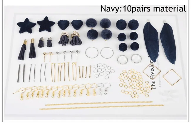 Модные женские серьги/ручной работы DIY Материал/Изготовление ювелирных изделий/ушные наборы бусин/10 пар Висячие Серьги компоненты/аксессуары - Цвет: Navy