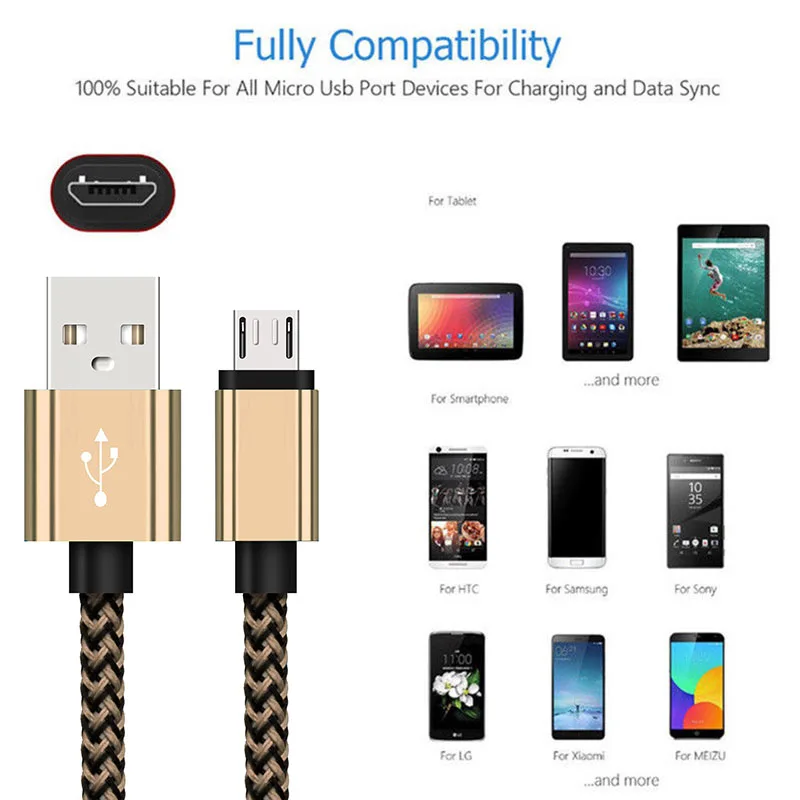 3 фута/6 футов/10 футов USB-C или микро USB Android зарядное устройство Плетеный прочный кабель синхронизации данных для samsung s4 s6 s7 s8 s9 LG G6 G5 G4 Лот