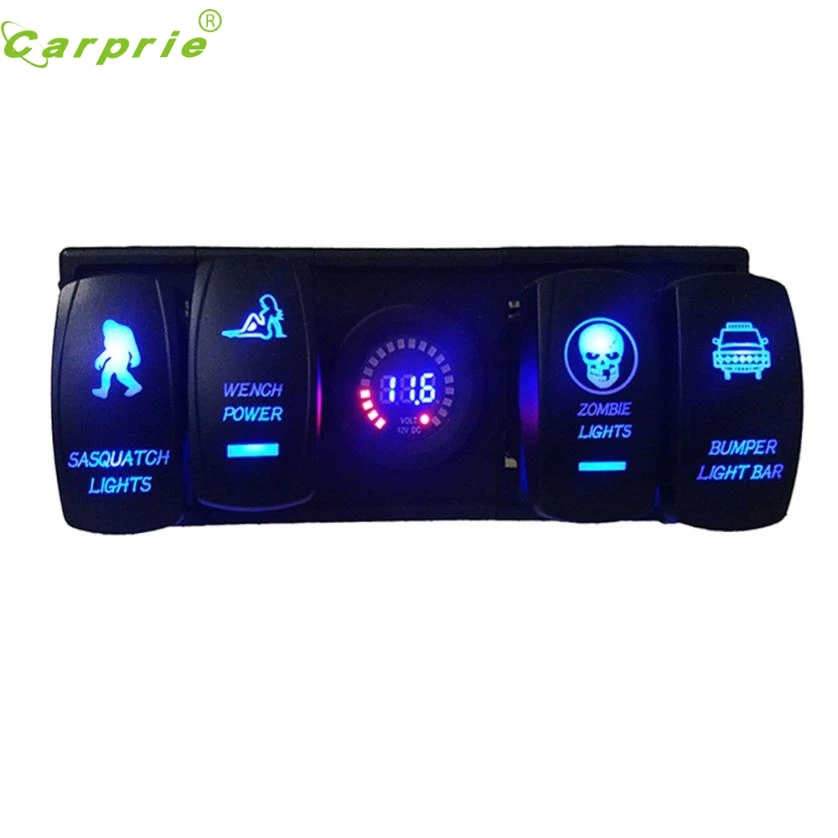 

New Arrival 12V Led Digital Display Voltmeter And Laser Rocker Switch With Rocker Switch ARB Plug With Housing Holder Panel mr24