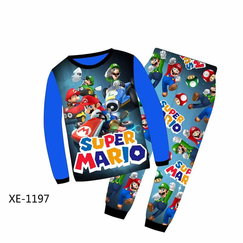 Wholesale Boys Blue Super Mario Pajamas Sets 2018 Kids Cartoon Clothes ...