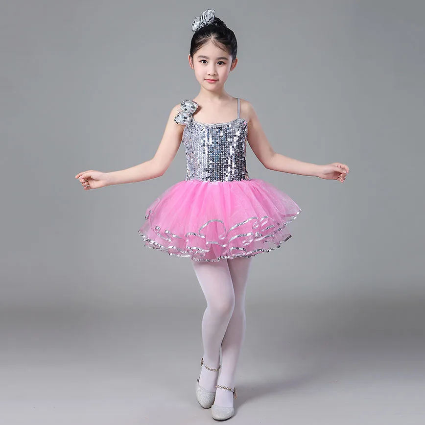 Нарядный костюм-пачка детский танцевальный наряд для девочек, милые детские вечерние платья-балерины с блестками для детей от 2 до 8 лет
