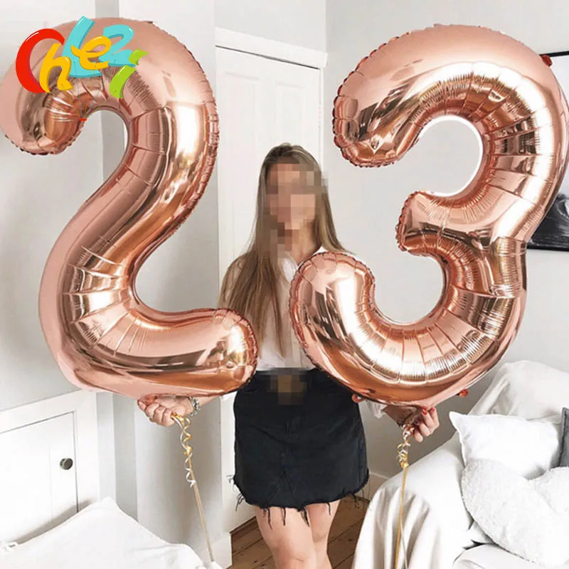 

40 Inch Big Foil Birthday Balloons Air Helium Number Balloon Figures Happy Birthday Party Decorations Kid Baloons Birthday Balon