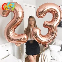 40 Polegada balões de aniversário da folha grande número de hélio ar balão figuras feliz aniversário festa decorações balon aniversário do miúdo