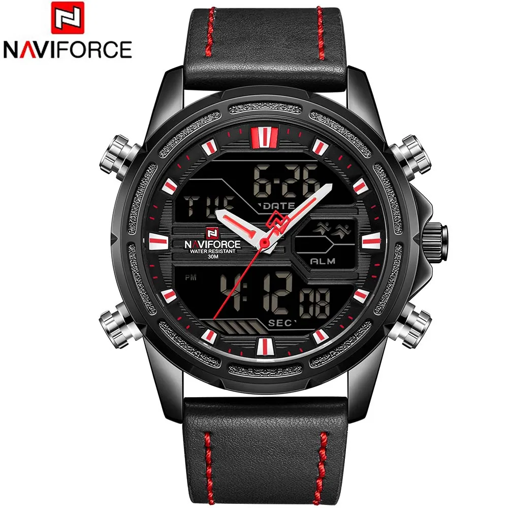 

NAVIFORCE Men Watch Digital Sport Mens Watches Top Brand Luxury Leather Analog LED Quartz Male Clock Military Army Wristwatches