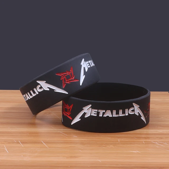 Wide Version Metallica Thrash Metal Band Silicone Bracelets Rock Wide Version Metallica Thrash Metal Band Silicone Bracelets Rock Silicon Wristband Por Jerwerly Trendy