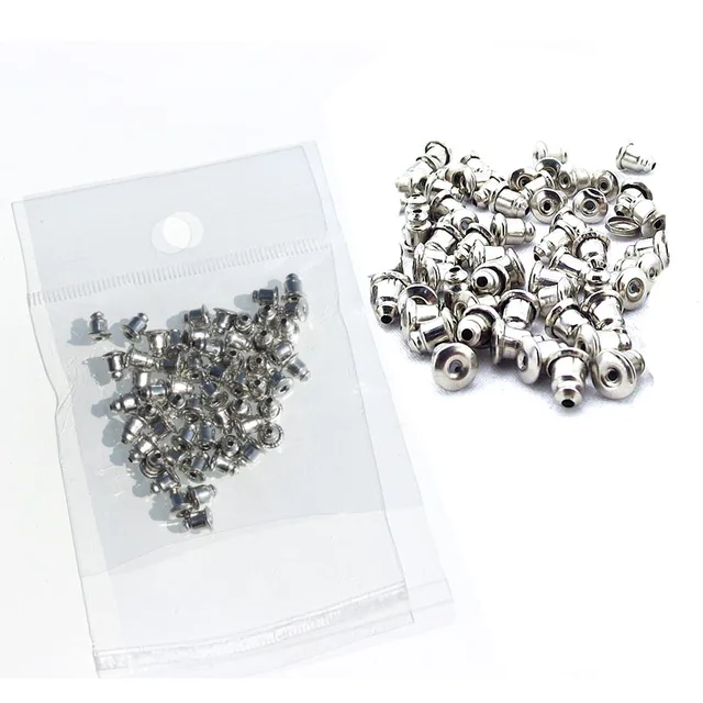50PCS Silver Bullet Shape Earring Backs Ear Findings Jewelry