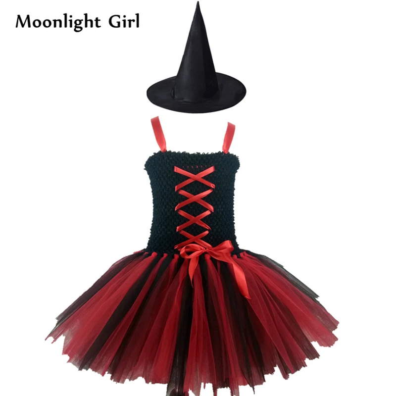 

Witch Costume Match Hat Girls Halloween Costumes For Kids Clothes Girl Tutu Dress Bow Cosplay Party Dresses Vestido MK010