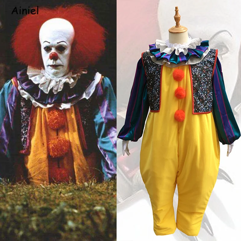 

Movie Stephen King's It Cosplay Horror halloween costum Pennywise Joker Men Suit Custom Made Carnival Halloween Haunted House