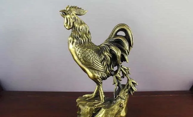 

China Brass copper Zodiac animal Rooster Cock chanticleer chicken rooster statue
