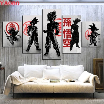 

5 Piece Japan Anime Goku Dragon Ball diamond painting full square round drill diy diamond embroidery Beads cross stitch wall art