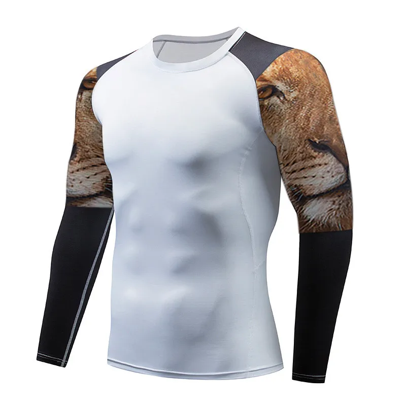 Чудо с супергероем компрессионное рубашка Волчья Голова трико для бега и тренировок тренажерный зал велосипед низовых Для мужчин; спортивная одежда для фитнеса спортивная одежда