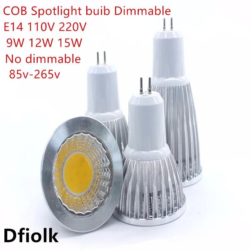 

10PCS New High Power Lampada Led GU5.3 COB 9w 12w 15w Dimmable Led Cob Spotlight Warm Cool White Bulb Lamp GU 5.3 110V 220V