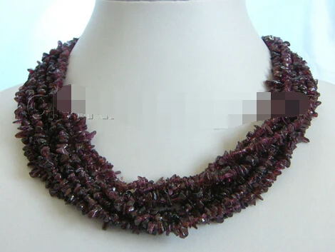 

bjc 0002985 Beautiful 18" 8row natural garnet chip necklace