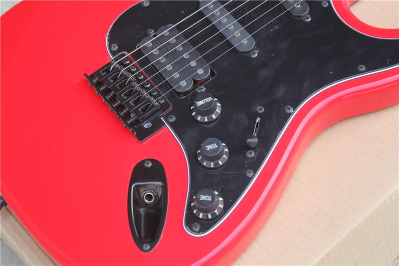 

Factory store red ST black hardware pickguard rosewood fretboard 6 string Electric Guitar Guitarra