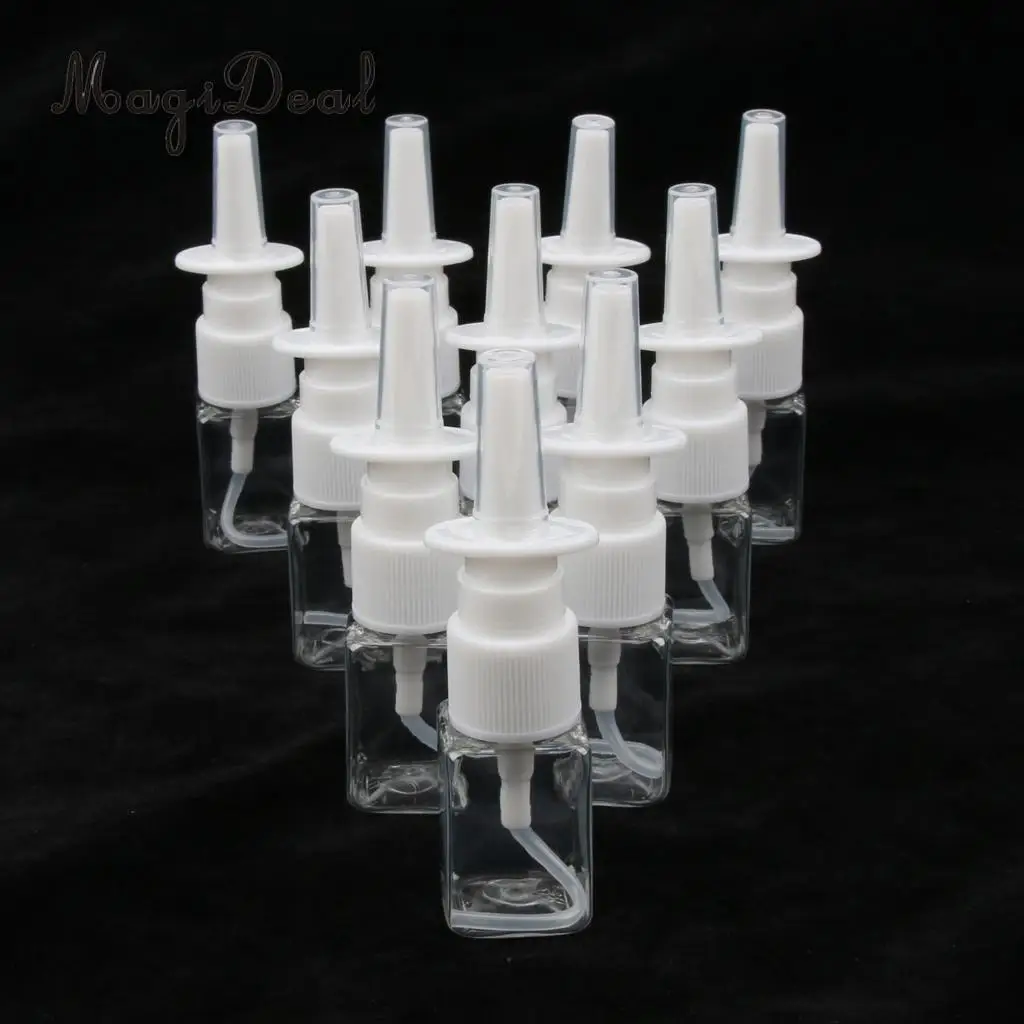 20pcs Square Plastic Empty Refillable Nasal Spray Bottles for Travel Party School Outdoor Trip  10ml