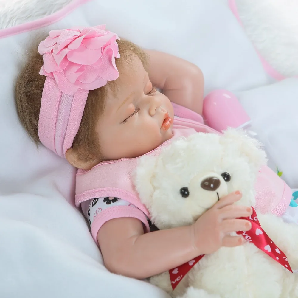 Спящие куклы Bebes reborn NPK 22 дюйма полутело силиконовый Реборн детский подарок