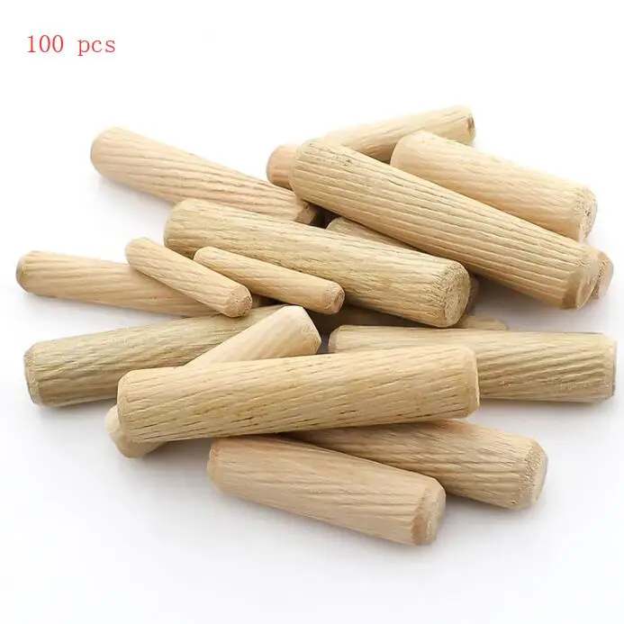 100PCS Drawer Round Fluted Wood Wooden Craft Dowel Pins Rods