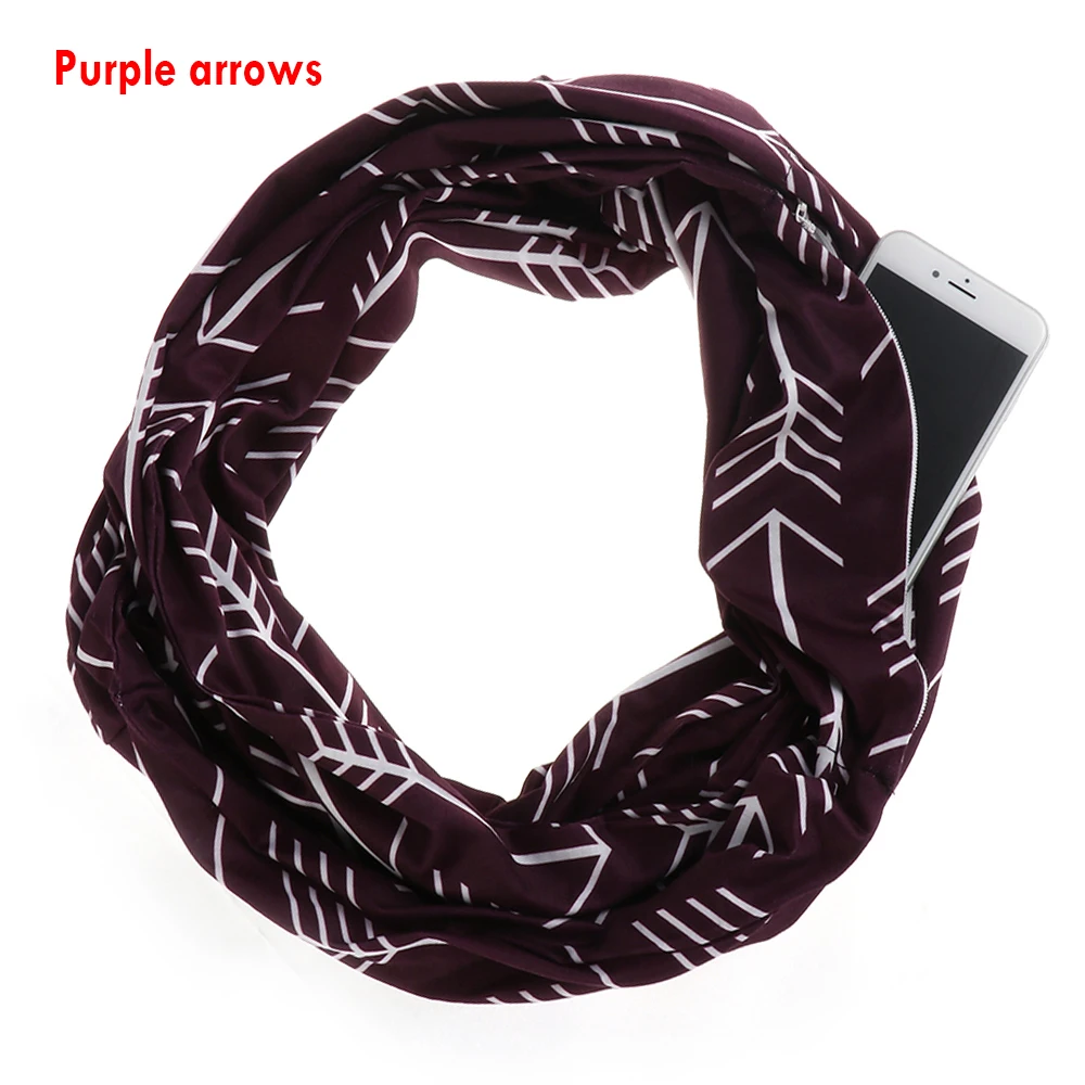 Buy Soft Scarf With Zipper Pocket For Portable Use