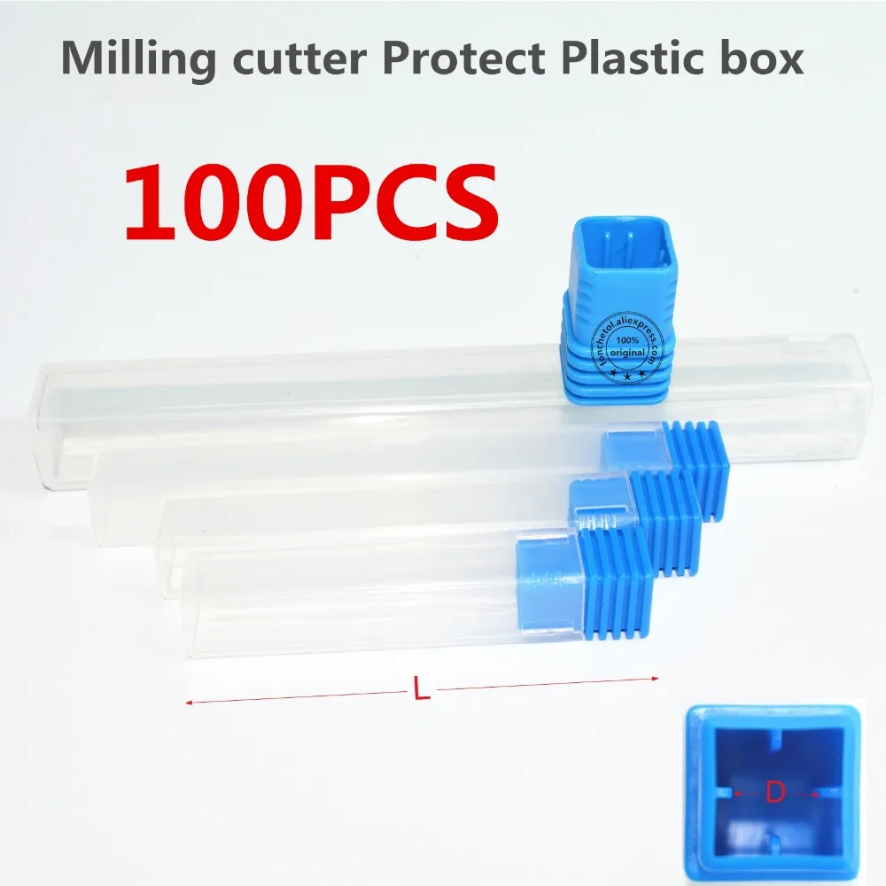 100pcs бесплатная доставка cnc твердосплавная концевая фреза пластиковая коробка cuboid прозрачный вольфрамовый