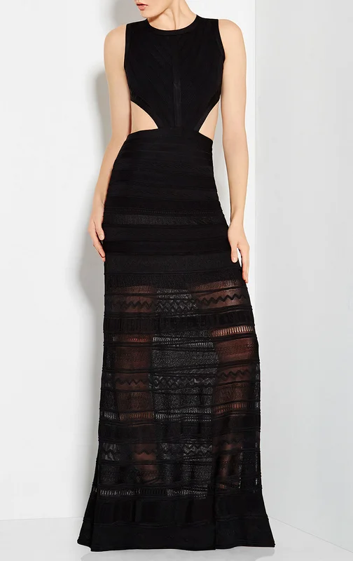 

Top Quality 1:1 Black Color Ladies HL Bandage Dress Sleeveless Floor Length Elegant Party Event Dress