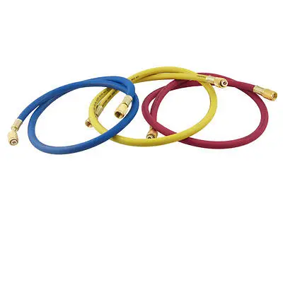 

35" Long Metal Hose Connections Refrigeration Charging Hoses 3 Pcs