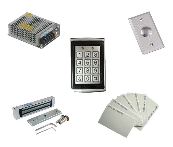 

Free shipping by DHL ,access control kit ,waterproof access control+power+180kg magnetic  Lock+exit button+10 EM cards,sn:EM-T06