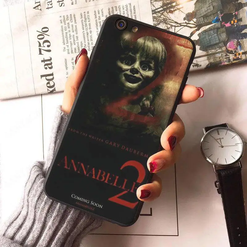 Чехол MaiYaCa Annabelle из фильма ужасов с цветным рисунком для iphone X, 8, 8 plus, черный чехол, 7, 7 plus, 6, 6s