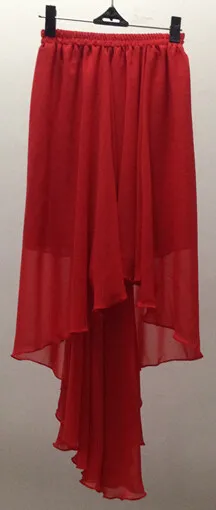 Весенние и летние женские модные юбки нестандартного цвета радуги, шифоновые юбки яркого цвета с оборками, сексуальные юбки - Цвет: Красный