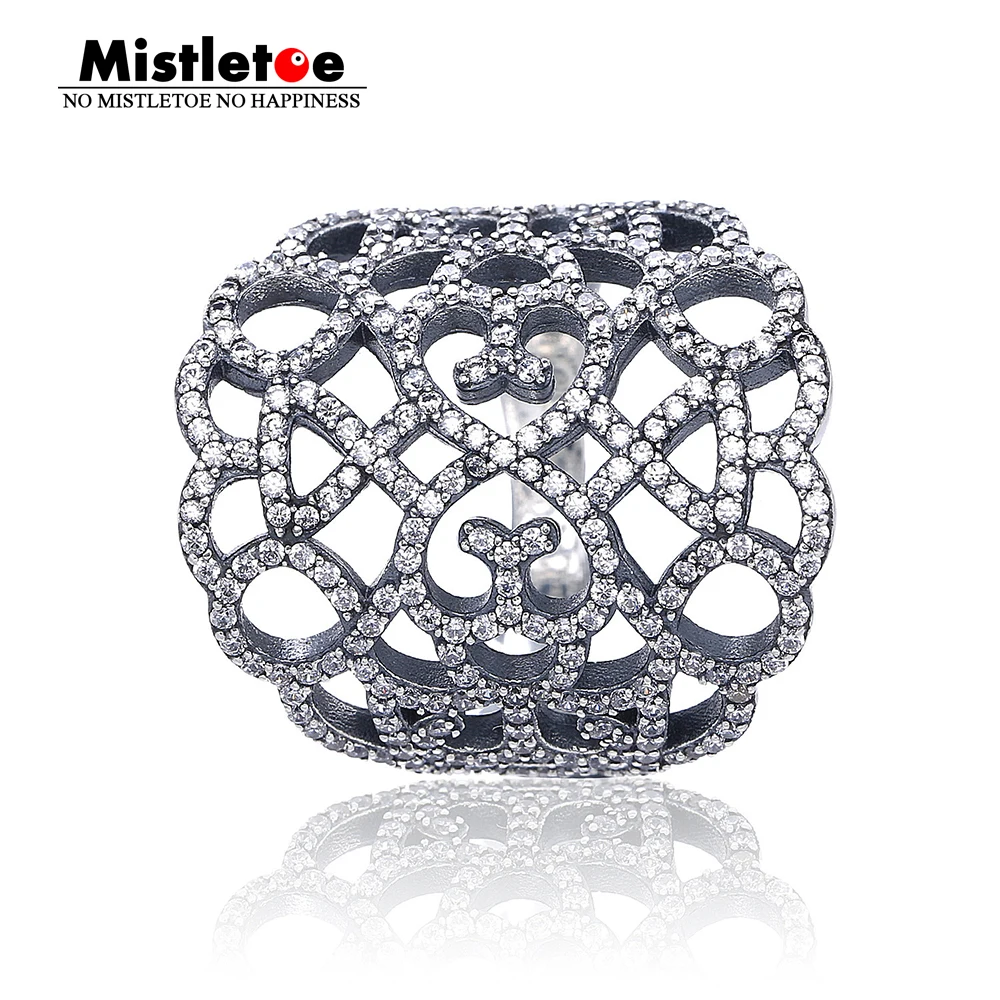 Genuine 925 Sterling Silver Lace silver ring with cubic zirconia Ring Compatible with European Jewelry Genuine 925 Sterling Silver Lace silver ring with cubic zirconia Ring Compatible with European Jewelry
