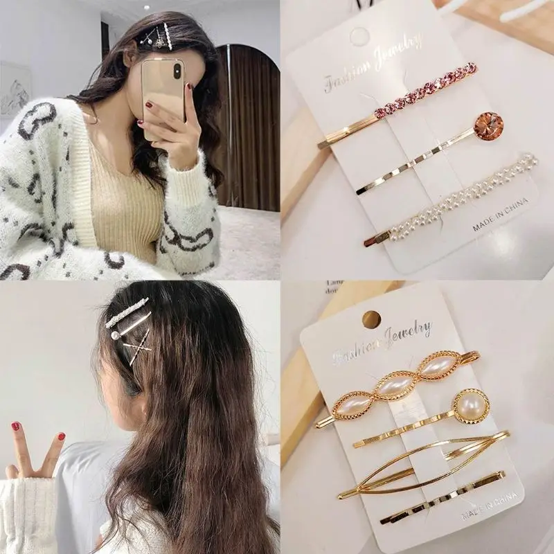 

1 Set Women Metal Alloy Hair Clips Wavy Spiral Bobby Pins Faux Pearl Crystal Beaded Jewelry Hairpins Fancy Sweet Girls Barrettes